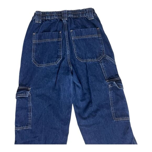 Simple Society Blue Denim Carpenter Jeans 3/26 Wide Leg Mid-Rise Women Juniors - Picture 6 of 12